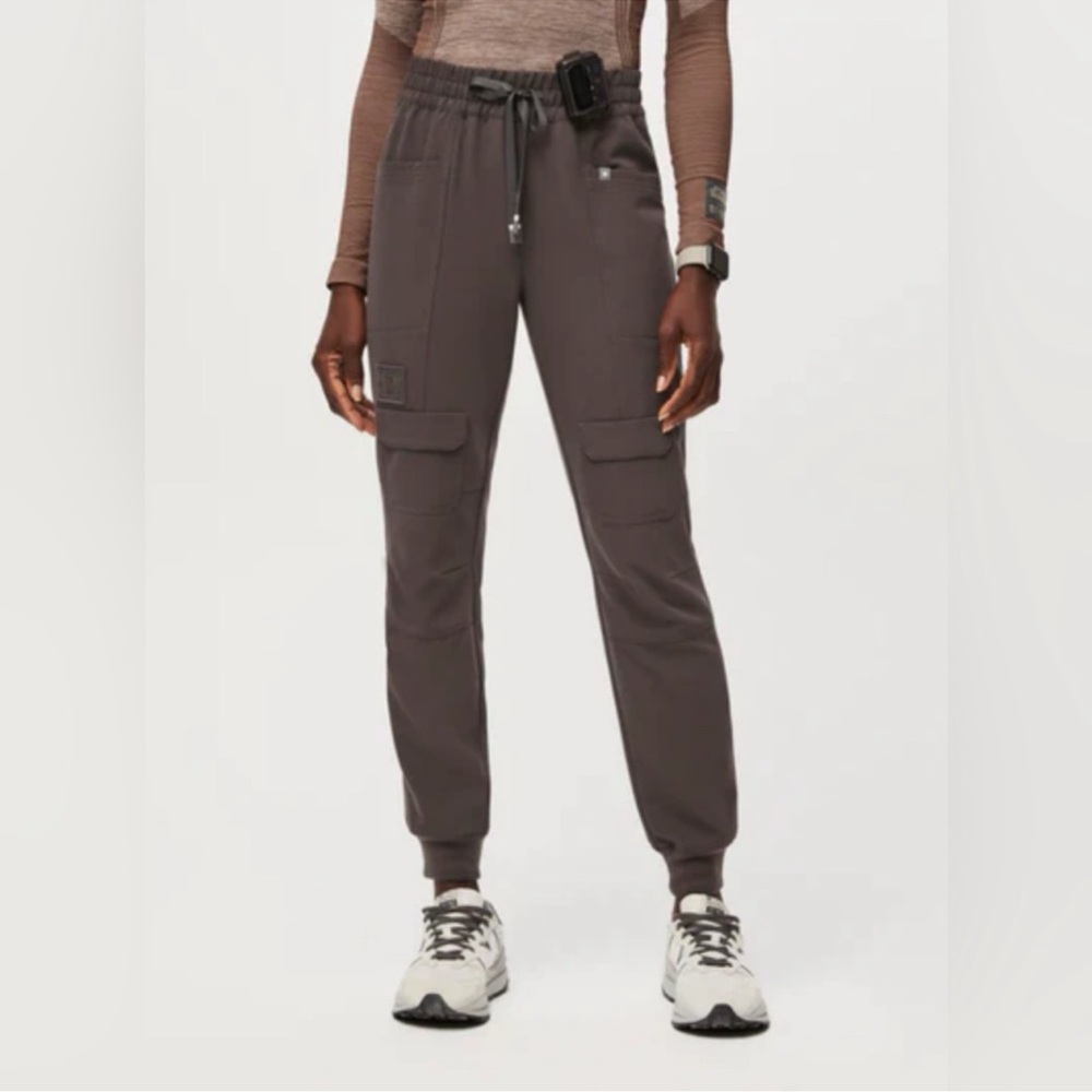 Figs Gray Track Pants with Elastic Cuffs and Drawstring Waist